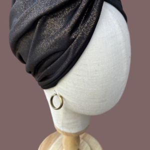 Turbante chemioterapia modello Naira - tessuto bielastico effetto metalizzato